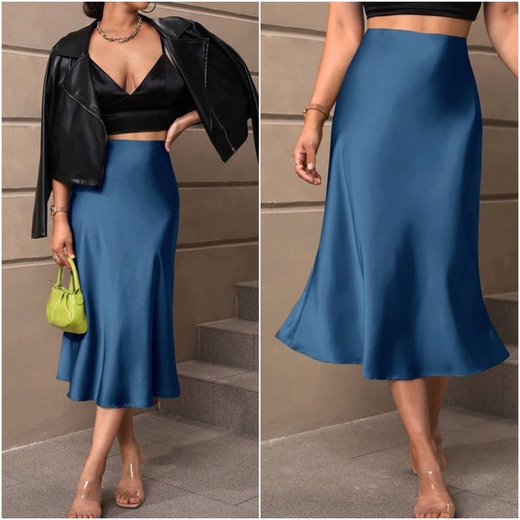 Luxe Zipper Satin Midi Slip Skirt - Picture 5 of 6